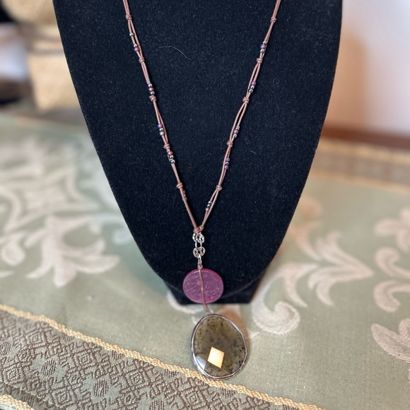 Silpada Etched Quartzite, Marble, Glass Sterling Silver Necklace - Picture 5 of 5